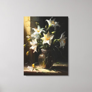 Impressão Em Tela Lindos lírios brancos em Vase Fine Art