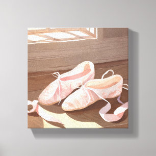 Impressão Em Tela Lindos Sapatilhas de Ballet   Rosa Bonito