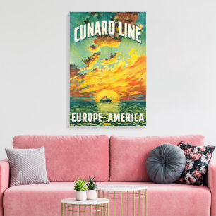 IMPRESSÃO EM TELA LINER OCEÂNICO CUNARD EUROPA AMÉ