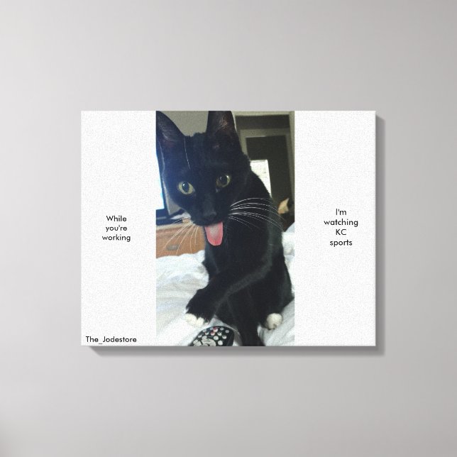 Impressão Em Tela Língua engraçada arte remota de gato KC Sports (Frente)