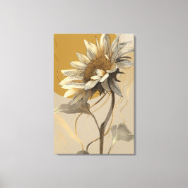Impressão Em Tela Linha Artística Minimalista Neutra Girassol