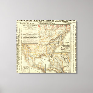 Impressão Em Tela Linha atlântica da costa do mapa