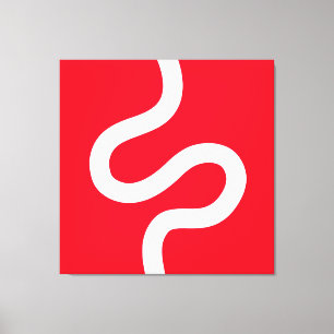 Impressão Em Tela Linha Curvy 02 - Branco em Vermelho