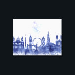 Impressão Em Tela Linha do horizonte - Watercolor Blue<br><div class="desc">London Skyline Watercolor Splash Blue por Fab Funky. Possui marcas famosas de Londres em um estilo de aquarela.</div>
