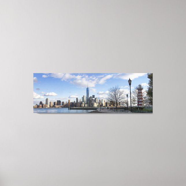 Impressão Em Tela Linha inferior de Manhattan com Triptych de Farol (Frente)