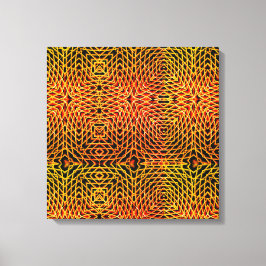 Impressão Em Tela Linha Kaleidoscópica Geométrica em Tons Dourados