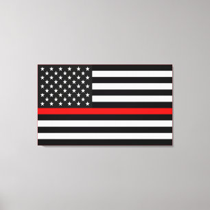 Impressão Em Tela Linha vermelha fina bandeira americana