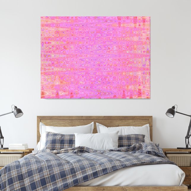 Impressão Em Tela Linhas Abstrato cor-de-rosa e laranja (Insitu(Quarto))