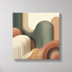 Impressão Em Tela Linhas de Fluxo Vertical com Elegância Orgânica Mi