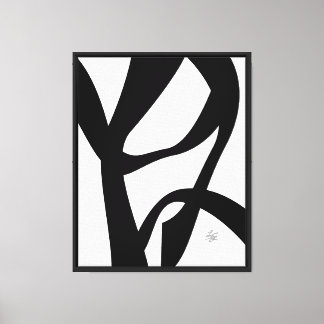 Impressão Em Tela Linhas Pretas Negritas Entrelaçadas Abstratas Sobr