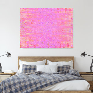 Impressão Em Tela Linhas Sinuosas Abstratas Retrô Rosa e Laranja