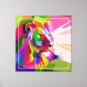 Impressão Em Tela Lion Colorful Pop Prismatic Art Design-62501
