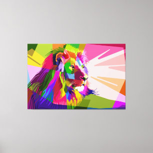 Impressão Em Tela Lion Colorful Pop Prismatic Art Design-62501