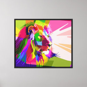 Impressão Em Tela Lion Colorful Pop Prismatic Art Design-62501