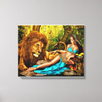 Lion Deusa Egípcia prateada Pintura Impressa