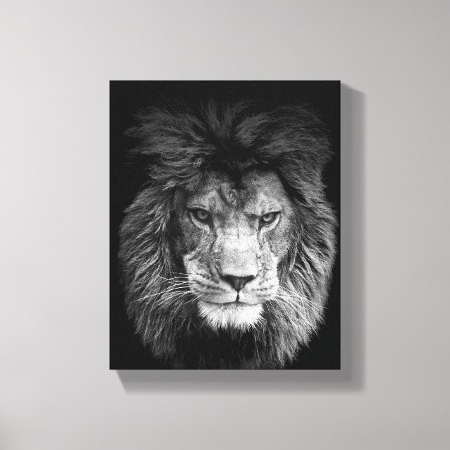 Impressão Em Tela Lion poster leão linho BLACK (Frente)
