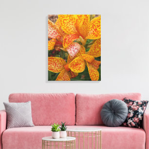 Impressão Em Tela Lírio-de-canna-amarelo com Floral Pontos Vermelhos