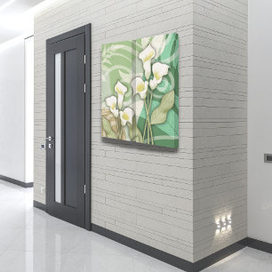 Impressão Em Tela Lírios brancos 24"x24", tela de dois painéis, impr