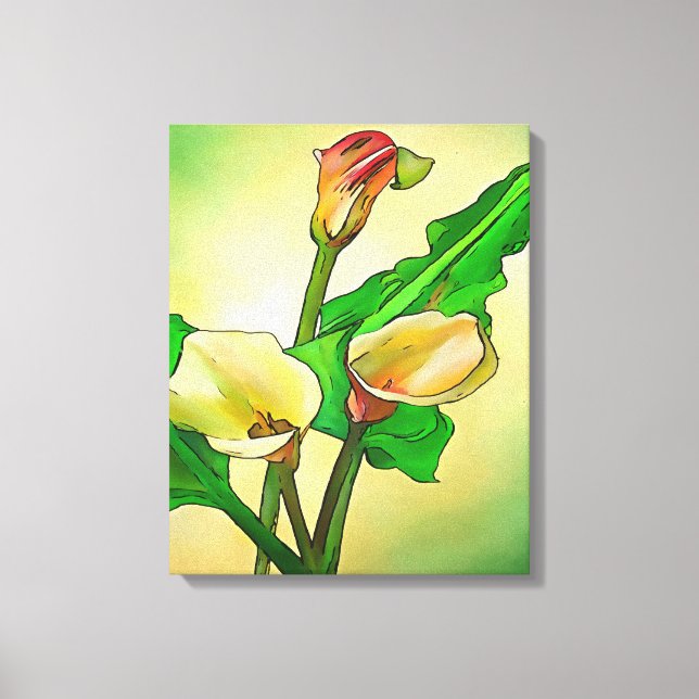 Impressão Em Tela Lírios Calla Contra Ombro Verde (Frente)