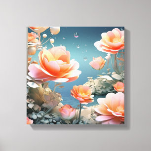 Impressão Em Tela Lírios de Água Bloqueando com Bolhas