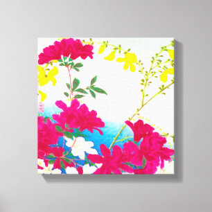 Impressão Em Tela Lírios de dia japoneses - magenta, azul amarelo