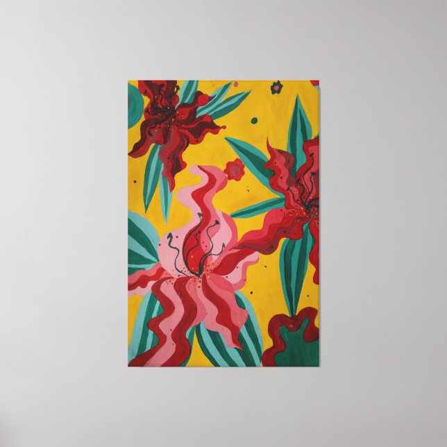 Impressão Em Tela lírios, flores, abstração, abstracionismo, (Frente)