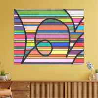 Listras Abstratas Multicoloridas com Curvas Pretas