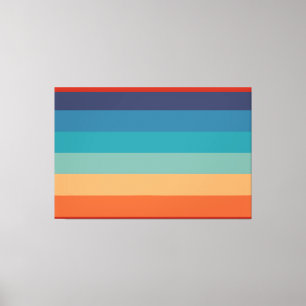 Impressão Em Tela Listras de Arco-Íris Cores Vintage Estilo Antigo C