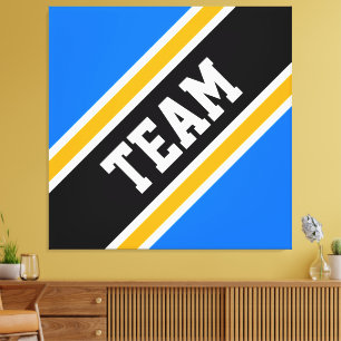 Impressão Em Tela Listras de corrida da Equipe Azul Brilhante Azul P