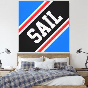 Impressão Em Tela Listras de corrida vermelhas pretas e brancas azui