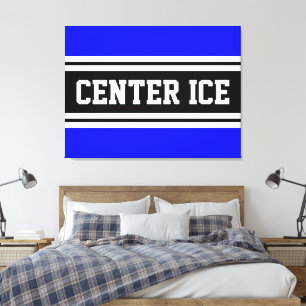 Impressão Em Tela Listras de Hóquei Real Azul Pretas, do CENTER ICE