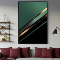 Listras Diagonais em Esmeralda Profundo e Dourado