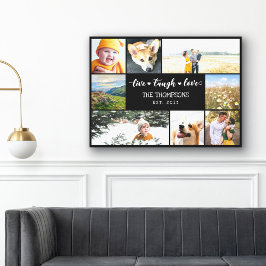 Impressão Em Tela Live Laugh Love Black Photo Collage