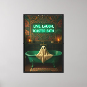 Impressão Em Tela Live, Laugh, Toaster Bath - Fantasma na Tub