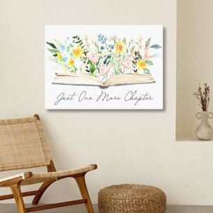 Impressão Em Tela Livro Aberto de Aquarela com Flores Estética Flora