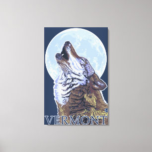 Impressão Em Tela Lobo de VermontHowling