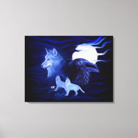 Lobo e Raven com lua de cheio
