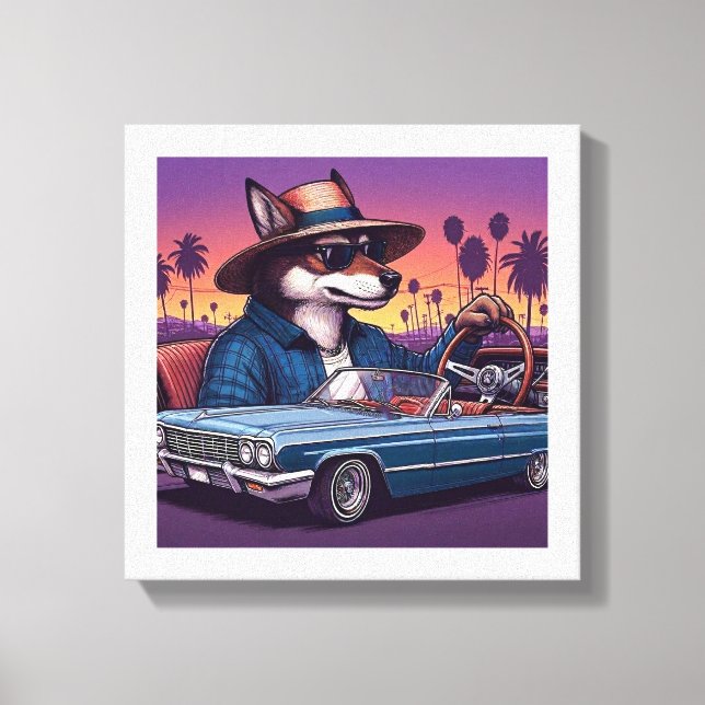 Impressão Em Tela Lobo Lowrider Wolfy (Frente)