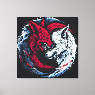 Impressão Em Tela Lobo Lunar Selvagem Duplo