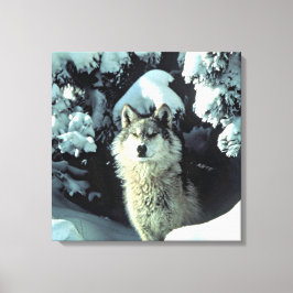 Impressão Em Tela Lobo na Arte de Floresta Silenciosa de Inverno