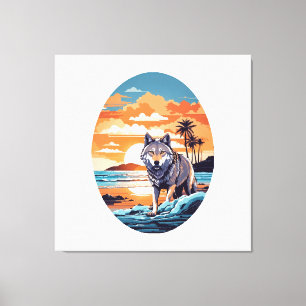 Impressão Em Tela Lobo na Praia