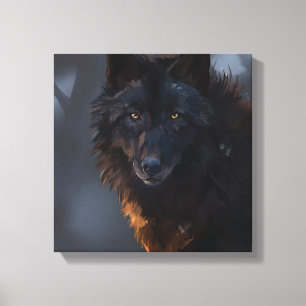 Impressão Em Tela Lobo negro