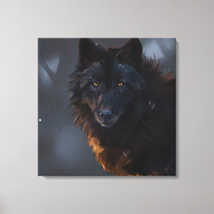 Impressão Em Tela Lobo negro