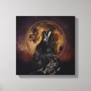 Impressão Em Tela Lobo Negro