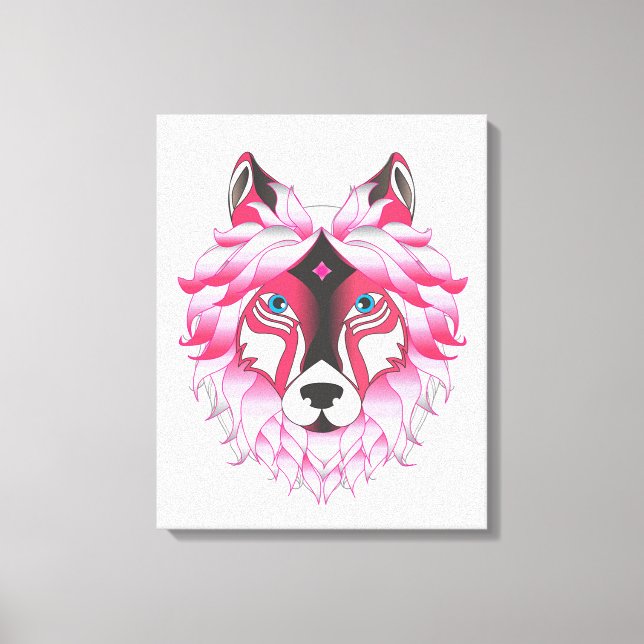 Impressão Em Tela Lobo Rosa (Frente)