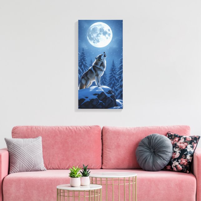 Impressão Em Tela Lobo Uivando  (Insitu(Sala de estar))