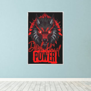 Impressão Em Tela Lobo Vermelho Estilizado Energia Dark Howl