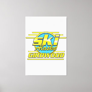 Impressão Em Tela Logotipo de esqui dos anos 80 de Girdwood Alasca