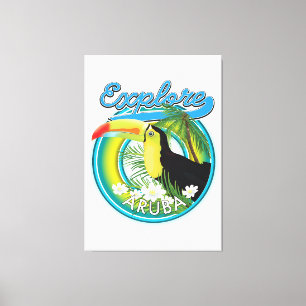 Impressão Em Tela Logotipo de viagem Explore Aruba