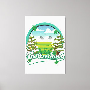 Impressão Em Tela logotipo de viagem retrô da Suíça